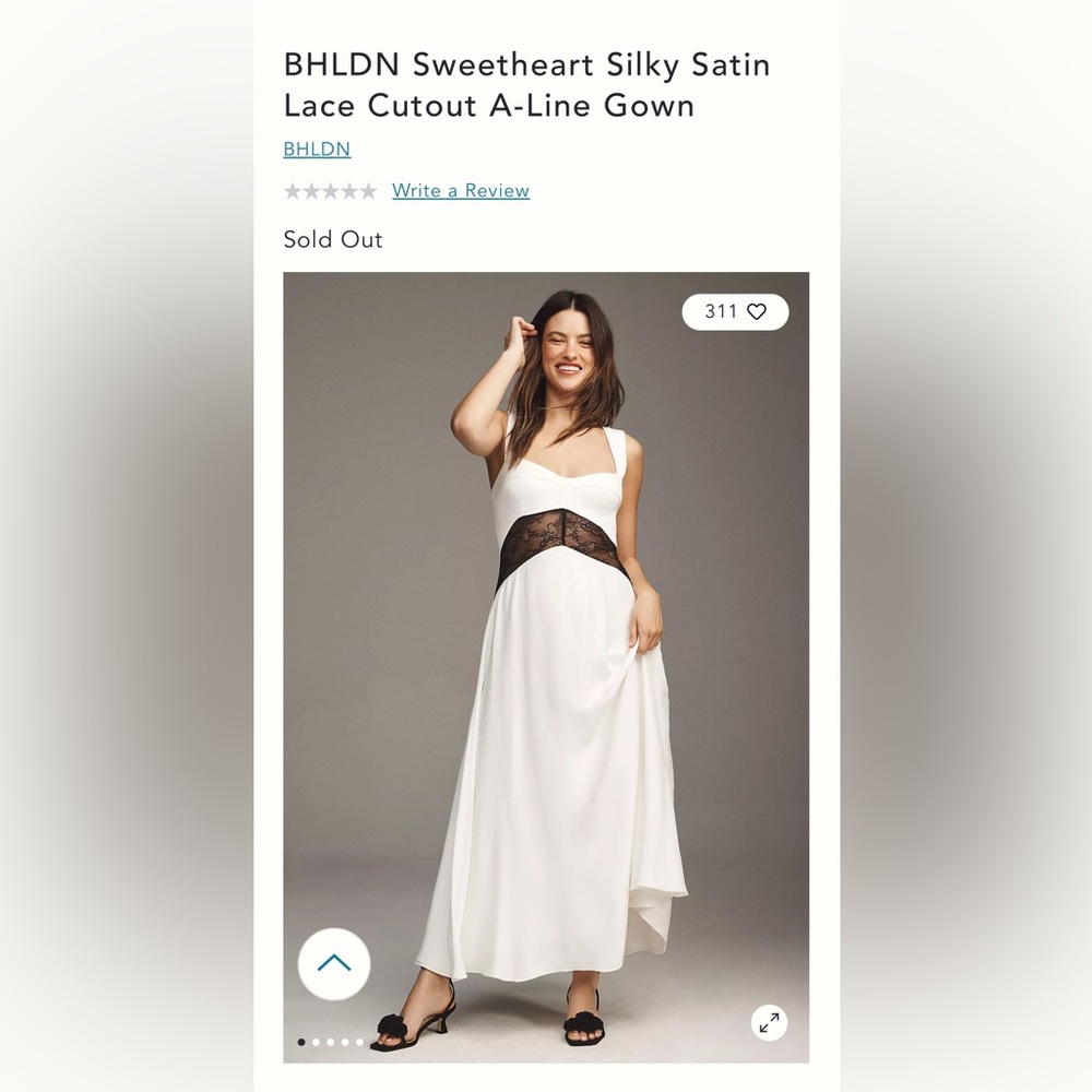 BHLDN Sweetheart Silky Satin Lace Cutout A-Line Gown